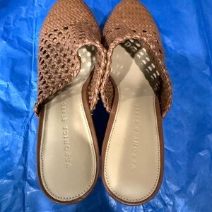 Veronica Beard Tan Woven Mules